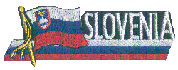 Cut-Out Flag Patch of Slovenia - 1¾x4¾" embroidered Cut-Out Flag Patch of Slovenia.<BR>Combines with our other Cut-Out Flag Patches for discounts.