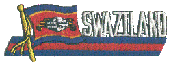 Cut-Out Flag Patch of Swaziland - 1¾x4¾" embroidered Cut-Out Flag Patch of Swaziland.<BR>Combines with our other Cut-Out Flag Patches for discounts.