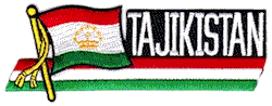 Cut-Out Flag Patch of Tajikistan - 1¾x4¾" embroidered Cut-Out Flag Patch of Tajikistan.<BR>Combines with our other Cut-Out Flag Patches for discounts.