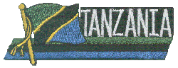 Cut-Out Flag Patch of Tanzania - 1¾x4¾" embroidered Cut-Out Flag Patch of Tanzania.<BR>Combines with our other Cut-Out Flag Patches for discounts.