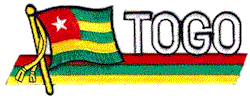 Cut-Out Flag Patch of Togo - 1¾x4¾" embroidered Cut-Out Flag Patch of Togo.<BR>Combines with our other Cut-Out Flag Patches for discounts.