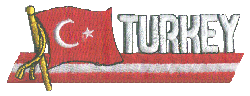 Cut-Out Flag Patch of Turkey - 1¾x4¾" embroidered Cut-Out Flag Patch of Turkey.<BR>Combines with our other Cut-Out Flag Patches for discounts.