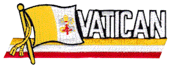 Cut-Out Flag Patch of Vatican City - 1¾x4¾" embroidered Cut-Out Flag Patch of Vatican City.<BR>Combines with our other Cut-Out Flag Patches for discounts.