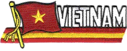 Cut-Out Flag Patch of Vietnam - 1¾x4¾" embroidered Cut-Out Flag Patch of Vietnam.<BR>Combines with our other Cut-Out Flag Patches for discounts.