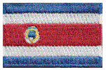 Mini Flag Patch of Costa Rica - 1¼x1¾"  embroidered Mini Flag Patch of Costa Rica.<BR>Combines with our other Mini Flag Patches for discounts.