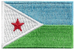 Mini Flag Patch of Djibouti - 1¼x1¾"  embroidered Mini Flag Patch of Djibouti.<BR>Combines with our other Mini Flag Patches for discounts.