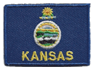 Mini Flag Patch of State of Kansas - 1¼x1¾"  embroidered Mini Flag Patch of the State of Kansas.<BR><BR><I>Combines with our other Mini Flag Patches for discounts.</I>