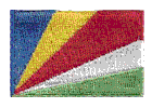 Mini Flag Patch of Seychelles - 1¼x1¾"  embroidered Mini Flag Patch of Seychelles.<BR>Combines with our other Mini Flag Patches for discounts.