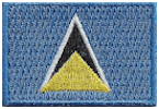 Mini Flag Patch of St Lucia - 1¼x1¾"  embroidered Mini Flag Patch of St Lucia.<BR>Combines with our other Mini Flag Patches for discounts.