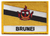 Named Flag Patch of Brunei - 2¼x3¼" embroidered Named Flag Patch of Brunei.<BR>Combines with our other Named Flag Patches for discounts.