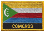 Named Flag Patch of Comoros - 2¼x3¼" embroidered Named Flag Patch of Comoros.<BR>Combines with our other Named Flag Patches for discounts.