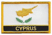 Named Flag Patch of Cyprus - 2¼x3¼" embroidered Named Flag Patch of Cyprus.<BR>Combines with our other Named Flag Patches for discounts.