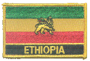 Named Flag Patch of Ethiopia with Lion - 2¼x3¼" embroidered Named Flag Patch of Ethiopia with Lion of Judah.<BR>Combines with our other Named Flag Patches for discounts.