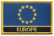 Named Flag Patch of European Union - 2¼x3¼" embroidered Named Flag Patch of the European Union.<BR>Combines with our other Named Flag Patches for discounts.