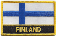 Named Flag Patch of Finland - 2¼x3¼" embroidered Named Flag Patch of Finland.<BR>Combines with our other Named Flag Patches for discounts.