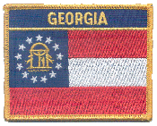 Named Flag Patch of State of Georgia - 2¾x3½" embroidered Named Flag Patch of the State of Georgia.<BR>Combines with our other Named Flag Patches for discounts.