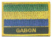 Named Flag Patch of Gabon - 2¼x3¼" embroidered Named Flag Patch of Gabon.<BR>Combines with our other Named Flag Patches for discounts.