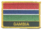 Named Flag Patch of Gambia - 2¼x3¼" embroidered Named Flag Patch of the Gambia.<BR>Combines with our other Named Flag Patches for discounts.