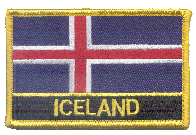 Named Flag Patch of Iceland - 2¼x3¼" embroidered Named Flag Patch of Iceland.<BR>Combines with our other Named Flag Patches for discounts.