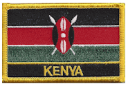 Named Flag Patch of Kenya - 2¼x3¼" embroidered Named Flag Patch of Kenya.<BR>Combines with our other Named Flag Patches for discounts.