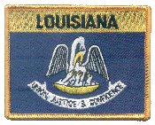 Named Flag Patch of State of Louisiana - 2¾x3½" embroidered Named Flag Patch of the State of Louisiana.<BR>Combines with our other Named Flag Patches for discounts.