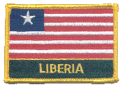 Named Flag Patch of Liberia - 2¼x3¼" embroidered Named Flag Patch of Liberia.<BR>Combines with our other Named Flag Patches for discounts.