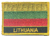 Named Flag Patch of Lithuania - 2¼x3¼" embroidered Named Flag Patch of Lithuania.<BR>Combines with our other Named Flag Patches for discounts.