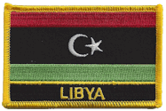 Named Flag Patch of Libya - 2¼x3¼" embroidered Named Flag Patch of Libya.<BR>Combines with our other Named Flag Patches for discounts.