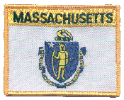 Named Flag Patch of State of Massachusetts - 2¾x3½" embroidered Named Flag Patch of the State of Massachusetts.<BR>Combines with our other Named Flag Patches for discounts.