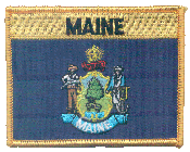 Named Flag Patch of State of Maine - 2¾x3½" embroidered Named Flag Patch of the State of Maine.<BR>Combines with our other Named Flag Patches for discounts.