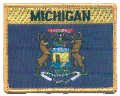 Named Flag Patch of State of Michigan - 2¾x3½" embroidered Named Flag Patch of the State of Michigan.<BR>Combines with our other Named Flag Patches for discounts.