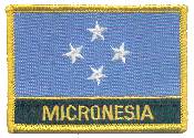 Named Flag Patch of Micronesia - 2¼x3¼" embroidered Named Flag Patch of Micronesia.<BR>Combines with our other Named Flag Patches for discounts.