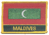 Named Flag Patch of Maldives - 2¼x3¼" embroidered Named Flag Patch of Maldives.<BR>Combines with our other Named Flag Patches for discounts.