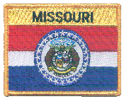 Named Flag Patch of State of Missouri - 2¾x3½" embroidered Named Flag Patch of the State of Missouri.<BR>Combines with our other Named Flag Patches for discounts.