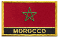 Named Flag Patch of Morocco - 2¼x3¼" embroidered Named Flag Patch of Morocco.<BR>Combines with our other Named Flag Patches for discounts.