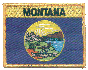 Named Flag Patch of State of Montana - 2¾x3½" embroidered Named Flag Patch of the State of Montana.<BR>Combines with our other Named Flag Patches for discounts.