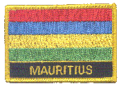 Named Flag Patch of Mauritius - 2¼x3¼" embroidered Named Flag Patch of Mauritius.<BR>Combines with our other Named Flag Patches for discounts.