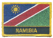 Named Flag Patch of Namibia - 2¼x3¼" embroidered Named Flag Patch of Namibia.<BR>Combines with our other Named Flag Patches for discounts.