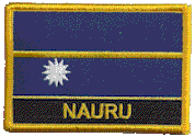 Named Flag Patch of Nauru - 2¼x3¼" embroidered Named Flag Patch of Nauru.<BR>Combines with our other Named Flag Patches for discounts.