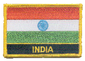 Named Flag Patch of India - 2¼x3¼" embroidered Named Flag Patch of India.<BR>Combines with our other Named Flag Patches for discounts.