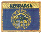 Named Flag Patch of State of Nebraska - 2¾x3½" embroidered Named Flag Patch of the State of Nebraska.<BR>Combines with our other Named Flag Patches for discounts.