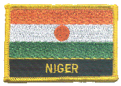 Named Flag Patch of Niger - 2¼x3¼" embroidered Named Flag Patch of Niger.<BR>Combines with our other Named Flag Patches for discounts.