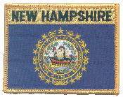 Named Flag Patch of State of New Hampshire - 2¾x3½" embroidered Named Flag Patch of the State of New Hampshire.<BR>Combines with our other Named Flag Patches for discounts.