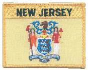 Named Flag Patch of State of New Jersey - 2¾x3½" embroidered Named Flag Patch of the State of New Jersey.<BR>Combines with our other Named Flag Patches for discounts.