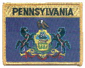 Named Flag Patch of State of Pennsylvania - 2¾x3½" embroidered Named Flag Patch of the State of Pennsylvania.<BR>Combines with our other Named Flag Patches for discounts.