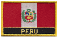 Named Flag Patch of Peru - 2¼x3¼" embroidered Named Flag Patch of Peru.<BR>Combines with our other Named Flag Patches for discounts.