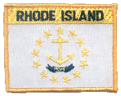 Named Flag Patch of State of Rhode Island - 2¾x3½" embroidered Named Flag Patch of the State of Rhode Island.<BR>Combines with our other Named Flag Patches for discounts.