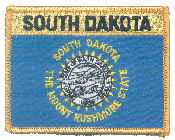 Named Flag Patch of State of South Dakota - 2¾x3½" embroidered Named Flag Patch of the State of South Dakota.<BR>Combines with our other Named Flag Patches for discounts.