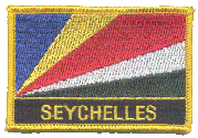 Named Flag Patch of Seychelles - 2¼x3¼" embroidered Named Flag Patch of Seychelles.<BR>Combines with our other Named Flag Patches for discounts.