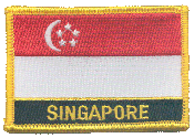 Named Flag Patch of Singapore - 2¼x3¼" embroidered Named Flag Patch of Singapore.<BR>Combines with our other Named Flag Patches for discounts.